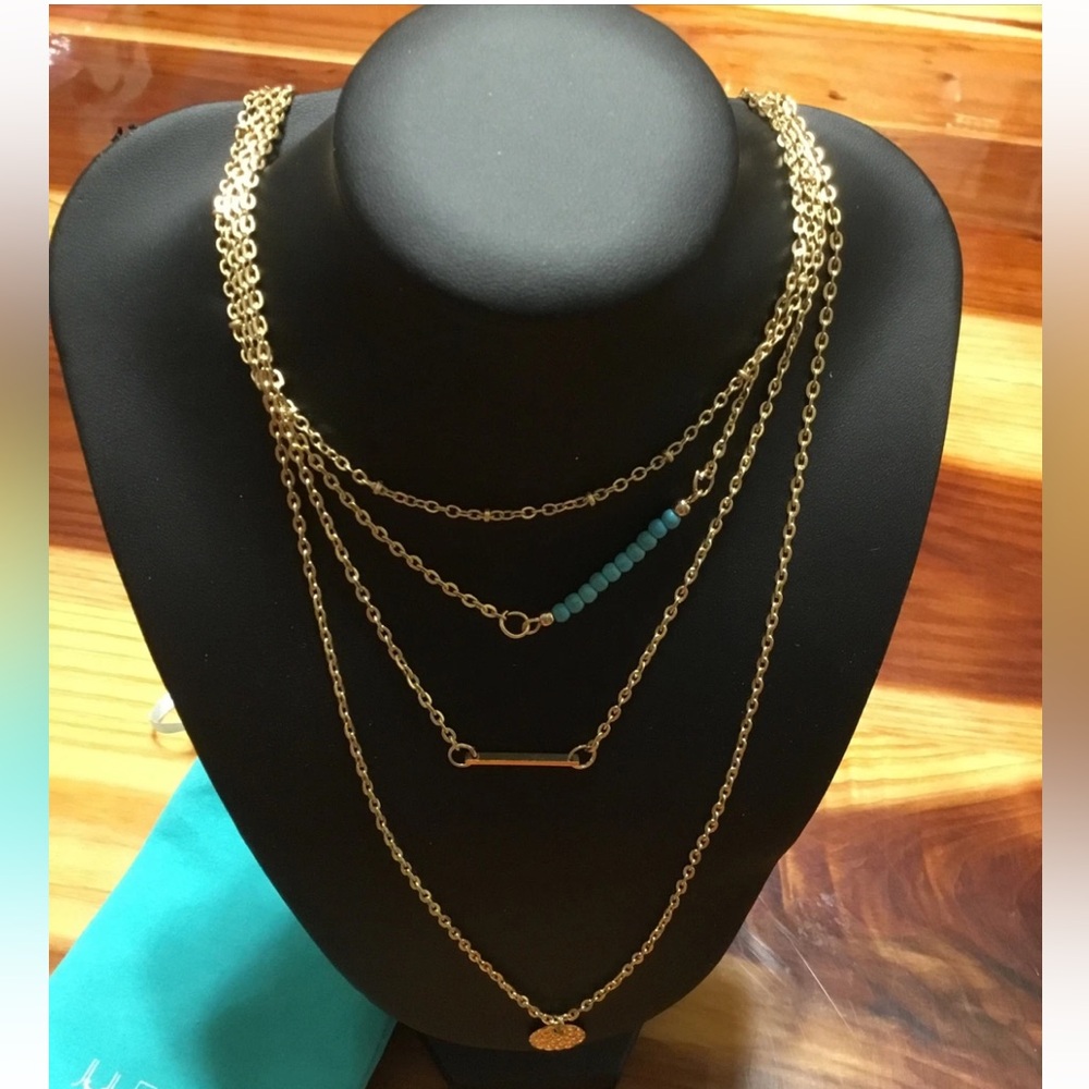 *BRAND NEW/UNUSED 🆕* Women’s Jules Smith Gold & Turquoise Layered Necklace - Picture 3 of 13